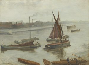 グレーとシルバー。オールドバッターシーリーチ 作： James Abbott McNeill Whistler