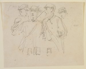 4人の男性のグループ、1858年 作： James Abbott McNeill Whistler