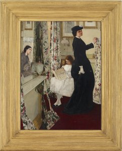 緑とバラのハーモニー：音楽室、1860-1861。 作： James Abbott McNeill Whistler