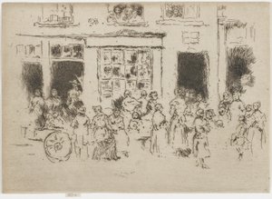 ハイストリート、ブリュッセル、1887年（紙にエッチング） 作： James Abbott McNeill Whistler