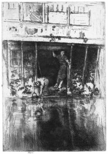 アムステルダムの運河沿いの家 ピエロ 作： James Abbott McNeill Whistler