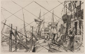 ライムハウス、1859年。 作： James Abbott McNeill Whistler