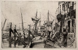 ライムハウス、1859年。 作： James Abbott McNeill Whistler