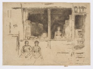 メロン・ショップ、ハウンズディッチ 1886-88年頃 （エッチング、紙にインク） 作： James Abbott McNeill Whistler