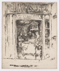 ペレティエ夫人、ブランチスリー、パリ、1892-93年頃（エッチング、インク、紙） 作： James Abbott McNeill Whistler