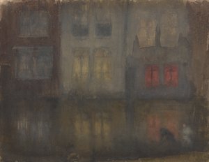 夜想曲。黒と赤バックカナル、オランダ、1882年 作： James Abbott McNeill Whistler