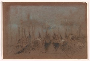 ノクターン、サンジョルジョ、1880年（灰色がかった茶色の紙にチョーク） 作： James Abbott McNeill Whistler