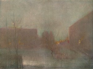 ノクターントラファルガースクエアチェルシースノー、1876年1903-1904年。 作： James Abbott McNeill Whistler