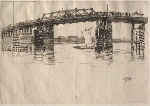 古いバタシー橋。 作： James Abbott McNeill Whistler