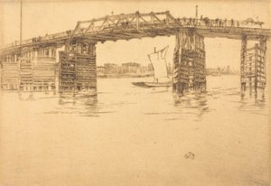 1879年の旧バタシー橋。 作： James Abbott McNeill Whistler