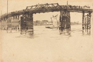 古いバタシー橋、1879 年。 作： James Abbott McNeill Whistler