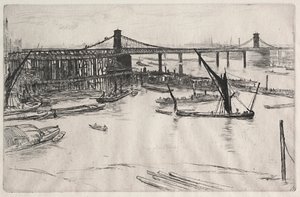 古いハンガーフォード橋。 作： James Abbott McNeill Whistler