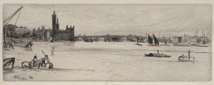 オールドウェストミンスターブリッジ、1859年。 作： James Abbott McNeill Whistler