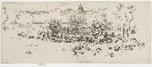 パンテオン、リュクサンブール公園、1892〜93年頃（紙にエッチング） 作： James Abbott McNeill Whistler
