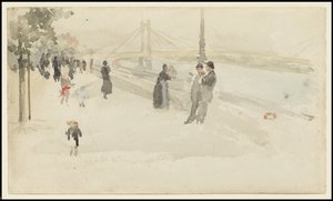 ピンクとシルバー-チェルシー、堤防、1885年 作： James Abbott McNeill Whistler