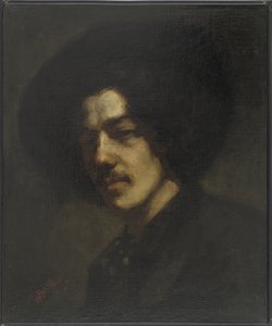 帽子をかぶったウィスラーの肖像、1857-59 作： James Abbott McNeill Whistler