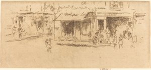 セント ジェームズ プレイス、ハウンズディッチ、c. 18861888。 作： James Abbott McNeill Whistler