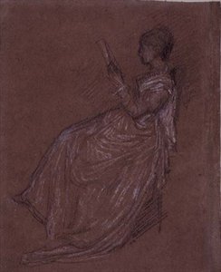 レイランド夫人のための習作「座って読書する女性」（紙にパステルチョーク 作： James Abbott McNeill Whistler