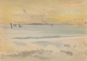 セント・アイヴス：サンセット、1883～1884年。 作： James Abbott McNeill Whistler