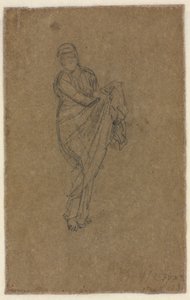 立っている女性が彼女のドレスを持ち上げているc。 1872年。 作： James Abbott McNeill Whistler