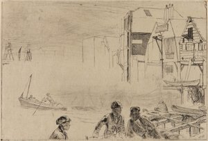 スティーブンスのボート ヤード、1859 年。 作： James Abbott McNeill Whistler