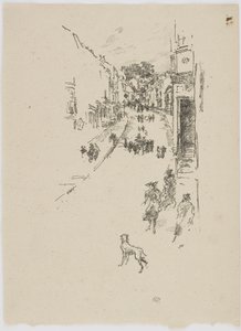 日曜日、ライムレジス、1895年（紙に平版） 作： James Abbott McNeill Whistler