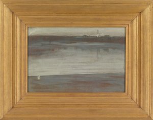 灰色の交響曲：早朝、テムズ、1871。 作： James Abbott McNeill Whistler
