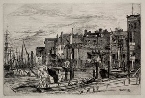 テムズ警察、1859年。 作： James Abbott McNeill Whistler
