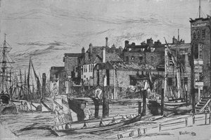 テムズ警察は以前、ワッピングワーフと呼ばれていました、1859年、1903年 作： James Abbott McNeill Whistler