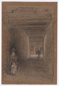 乞食たち--冬、1879年末か1880年初め（茶色の紙にチョークとパステル） 作： James Abbott McNeill Whistler