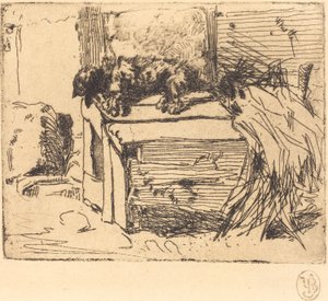 犬小屋の犬。 作： James Abbott McNeill Whistler