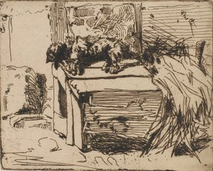 犬小屋の上の犬」1858年 作： James Abbott McNeill Whistler
