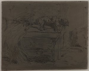 犬小屋の犬、1858年。 作： James Abbott McNeill Whistler