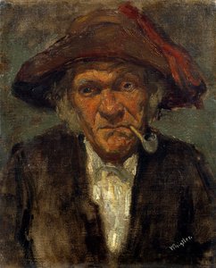 パイプを持つ男」の絵画 ジェームズ・マック・ニール・ウィスラー（1834-1903 作： James Abbott McNeill Whistler