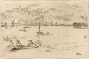 エリスに向かうテムズ川、c。 1877年。 作： James Abbott McNeill Whistler