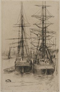 二隻の船、1875年。 作： James Abbott McNeill Whistler