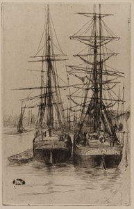 二隻の船、1875年。 作： James Abbott McNeill Whistler