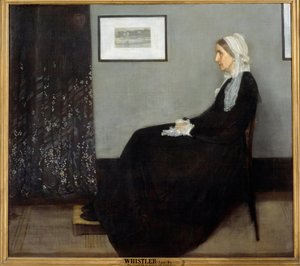 グレーと黒で描かれたアーティストの母、またはアレンジメント n°1 作： James Abbott McNeill Whistler