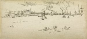 ティルバリー、1887年の「海軍の復習」と題された12のエッチングセットの1887 作： James Abbott McNeill Whistler