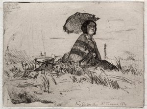 自然からの12のエッチング：En Plein Soleil、1858。 作： James Abbott McNeill Whistler