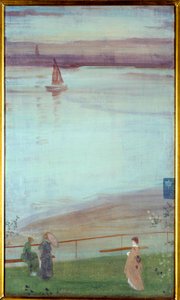 紫と緑の絵画のヴァリエーション ジェームズ・アボット・マクニール・ホイッスラー（1834-1903） 1871 Sun.0.35x0.61 m パリ、オルセー美術館 作： James Abbott McNeill Whistler