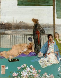 肌の色と緑の変化：バルコニー、c。 1870 作： James Abbott McNeill Whistler