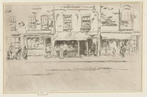 チェルシーのヴィスウィンケル フィッシュ ショップ、ビジー チェルシー 作： James Abbott McNeill Whistler