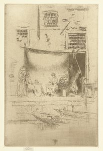 波止場の日よけの下の女性 フルーツ屋台 エッチング26枚セット（シリーズタイトル） 作： James Abbott McNeill Whistler