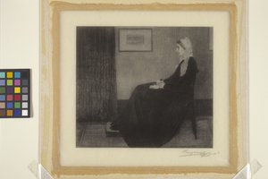 ウィスラーの母 (紙にインク) 作： James Abbott McNeill & Wolf Henry (1852 1916) Whistler
