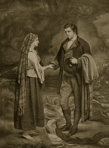 ロバートバーンズとハイランドメアリーの婚約、1785年、「ハッチンソンのイギリス国民の物語」、1923年頃のイラスト 作： James Archer