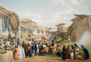 フルーツシーズン中のカブールでのバザール、第1次アングロアフガン戦争、1838〜1842年 作： James Atkinson