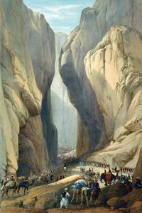 ダドゥールからボラン峠に入るイギリス軍、第一次アフガン戦争、1838～1842年 作： James Atkinson