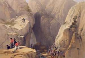 チャーリーズハゲ（1810-88）とルイハゲ（1806-85）によって刻まれた、「アフガニスタンのスケッチ」からのパルシュからのコジャクパスへの入り口、ヘンリーグレイブス、1842年 作： James Atkinson