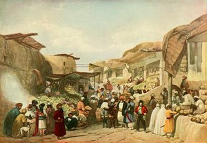 フルーツシーズンのカブールのバザールのメインストリート、c1840、1901。 作： James Atkinson